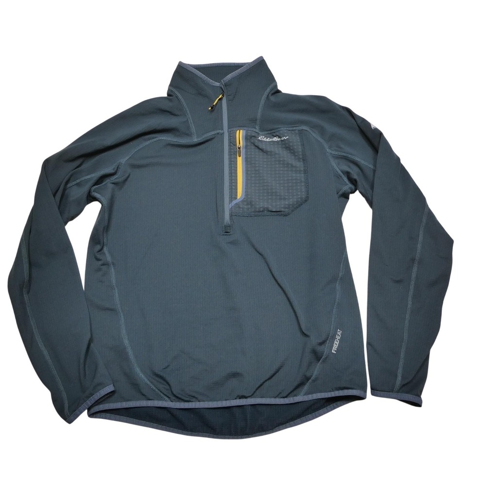 Eddie Bauer Pullover Mens Medium Blue FreeHeat First Ascent 1/4 Zip Thermal